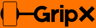 GripX logo with a phone holder icon on an orange background
